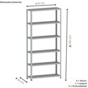 Ver imagem 2 de Estante de Estrutura Metálica com 6 Prateleiras 175cm(a)92acm(l)40cm(p) com Reforço Cinza