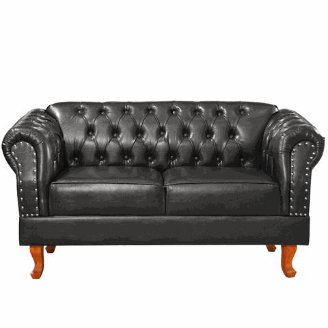Namoradeira Chesterfield Duque 2 Lugares Via Encanto Courano Preto