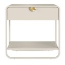 Ver imagem 3 de Mesa de Cabeceira Orgânica Luna Artesano 60 cm (Largura) MDP Off White Uma Gaveta Base Metal