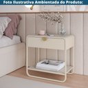 Ver imagem 5 de Mesa de Cabeceira Orgânica Luna Artesano 60 cm (Largura) MDP Off White Uma Gaveta Base Metal
