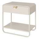 Ver imagem 1 de Mesa de Cabeceira Orgânica Luna Artesano 60 cm (Largura) MDP Off White Uma Gaveta Base Metal