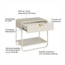 Ver imagem 4 de Mesa de Cabeceira Orgânica Luna Artesano 60 cm (Largura) MDP Off White Uma Gaveta Base Metal