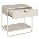 Ver imagem 2 de Mesa de Cabeceira Orgânica Luna Artesano 60 cm (Largura) MDP Off White Uma Gaveta Base Metal