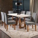 Ver imagem 1 de Conjunto Sala de Jantar Mesa Antonela 160x90cm Tampo Vidro/MDF com 6 Cadeiras Dalia