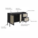 Ver imagem 3 de Balcão Buffet 2 Portas 2 Gavetas 139cm Palhinha Pé Madeira Oslo Artesano | Hanover - Nero/preto