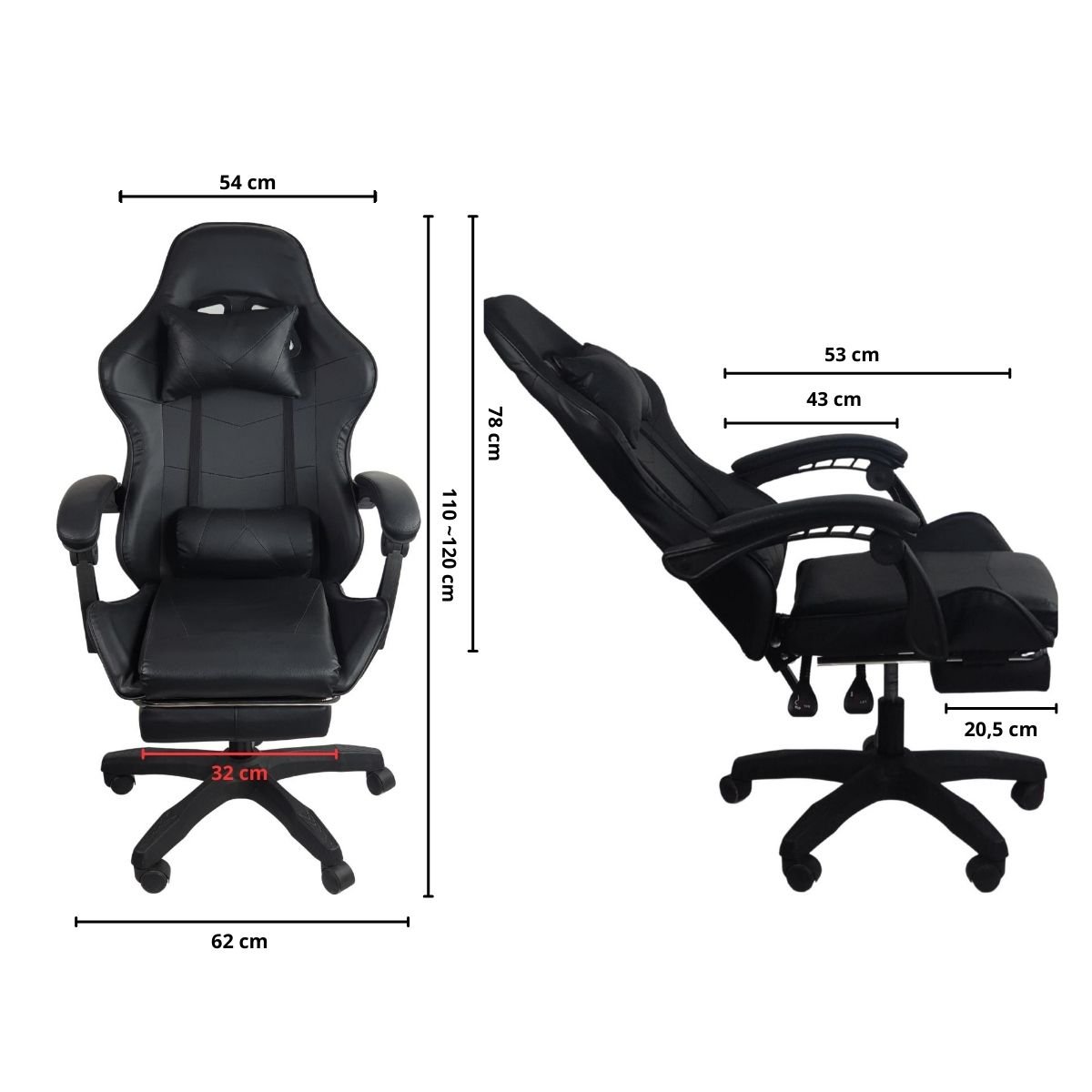 Cadeira Gamer Stillus Ergonômica com Apoio para Os Pés - Preto - 5