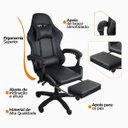 Ver imagem 7 de Cadeira Gamer Stillus Ergonômica com Apoio para Os Pés - Preto