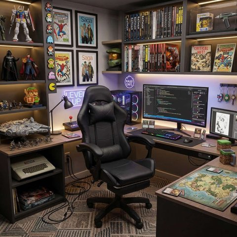 Cadeira Gamer Stillus Ergonômica com Apoio para Os Pés - Preto