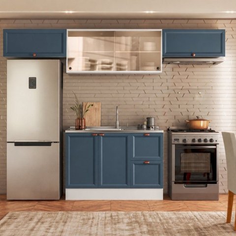 Cozinha Completa Modulada Americana com Vidro Reflecta 4 Peças Yescasa