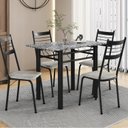 Ver imagem 1 de Conjunto de Mesa e Cadeiras 77cm x 100cm Palma Preto/Grafiato/Ocre