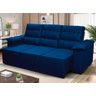 Sofá Retrátil Reclinável 4 Lugares com Molas 2,30m Quantum Suede Velut Azul - King House - 1