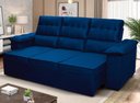 Ver imagem 1 de Sofá Retrátil Reclinável 4 Lugares com Molas 2,30m Quantum Suede Velut Azul - King House