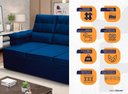 Ver imagem 2 de Sofá Retrátil Reclinável 4 Lugares com Molas 2,30m Quantum Suede Velut Azul - King House