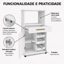 Ver imagem 7 de Fruteira para Cozinha 3 Cestos 1 Porta 1 Gaveta com Rodízios Fortaleza Espresso Móveis