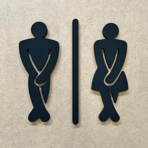 Placa Sinalização Banheiro Sanitário H,m/unissex Divertida