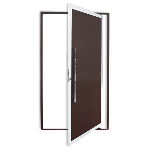 Porta Pivotante Alumínio Lambril c/Puxador e.Mix Corten 120 Brimak