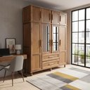 Ver imagem 1 de Guarda-Roupa 8 Portas com Espelho Atenas Bege/Ypê