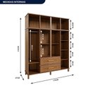 Ver imagem 3 de Guarda-Roupa 8 Portas com Espelho Atenas Bege/Ypê