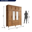 Ver imagem 4 de Guarda-Roupa 8 Portas com Espelho Atenas Bege/Ypê