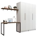 Ver imagem 2 de Conjunto Home Office 2 Armários Neo 1 Escrivaninha 2 Prateleiras Branco/Rustic Madesa