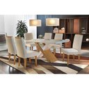 Ver imagem 1 de Conjunto: Mesa de Cozinha Imperatriz Tampo Madeirado C/ Vidro Canto Reto 180x90cm e 6 Cadeiras