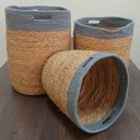 Ver imagem 6 de KIT3 Cesta Decorativa Organizadora Multiuso Empul Fibra Natural
