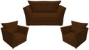 Ver imagem 1 de Kit Namoradeira + 2 Poltronas Decorativa Isis Suede Marrom Pés Madeira Mz Decor