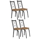 Ver imagem 1 de Kit 4 Cadeiras Aço Carbono Tubular Metálica Acabamento Fosco D-28 Julia Preto/rattan