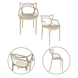 Kit 2 Cadeiras Allegra 100% Polipropileno Leve e Resistente:nude - 1