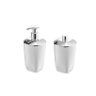 Porta Sabonete Liquido e Algodao Jogo de Banheiro Branco Prata - 1