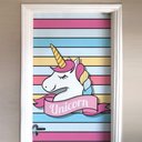 Ver imagem 3 de Adesivo para Porta Unicórnio com Fundo Listrado- 73X210Cm
