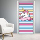 Ver imagem 2 de Adesivo para Porta Unicórnio com Fundo Listrado- 73X210Cm