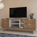Ver imagem 1 de Rack para Tv até 65 Michigan com 2 Gavetas e 4 Nichos Pinho / Off White