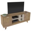 Ver imagem 4 de Rack para Tv até 65 Michigan com 2 Gavetas e 4 Nichos Pinho / Off White