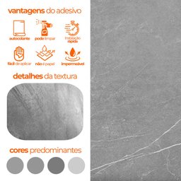Papel de Parede Adesivo Lavavel Mármore Gris Armani Cinza - 8