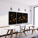 Ver imagem 2 de Quadro Decorativo Sala Quarto Flores Flor Dourada Moderno
