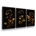 Ver imagem 1 de Quadro Decorativo Sala Quarto Flores Flor Dourada Moderno