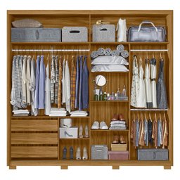 Guarda Roupa 2 Portas Deslizantes com Espelho Dhara Freijó Cinza 984031 Moval - 3