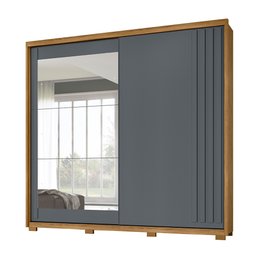 Guarda Roupa 2 Portas Deslizantes com Espelho Dhara Freijó Cinza 984031 Moval - 1