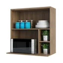 Ver imagem 2 de Armário Cozinha Aéreo de Parede Nicho Micro-ondas 1 Porta Basculante 80 - Módulo Cozinha Mel - Lucia