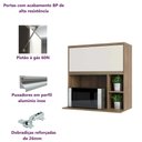 Ver imagem 4 de Armário Cozinha Aéreo de Parede Nicho Micro-ondas 1 Porta Basculante 80 - Módulo Cozinha Mel - Lucia