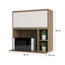 Ver imagem 3 de Armário Cozinha Aéreo de Parede Nicho Micro-ondas 1 Porta Basculante 80 - Módulo Cozinha Mel - Lucia