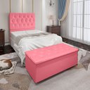 Ver imagem 2 de Kit Cabeceira e Calçadeira Baú Solteiro 0,90m Madrid Suede Rosa - Pallazio
