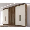 Ver imagem 3 de Guarda Roupa Casal Potente 6 Portas C/ 2 Ripados e 6 Gavetas Braúna/off White - Europa