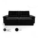 Ver imagem 4 de Sofá com Chaise Houston 3 Lugares Retrátil e Reclinável 210cm Preto Suede
