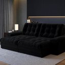 Ver imagem 1 de Sofá com Chaise Houston 3 Lugares Retrátil e Reclinável 210cm Preto Suede