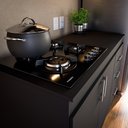 Ver imagem 5 de Balcão em Mdp para Cooktop 1,20m 5 Bocas 2 Portas e 3 Gavetas Turim Preto Preto