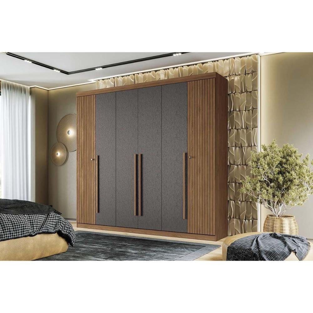 Guarda Roupa 6 Portas e 4 Gavetas Buriti Jatoba/grafitte - Santos