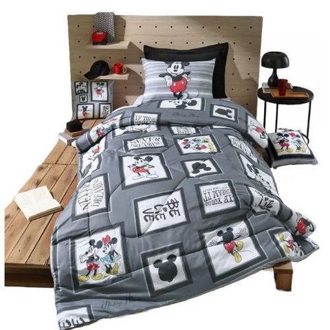 Edredom Infantil Solteiro Plush Mickey Retrô Hedrons
