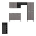 Ver imagem 6 de Armário de Cozinha com Mesa Gourmet Pequim Multimóveis Mp2205 Preto/lacca Fumê